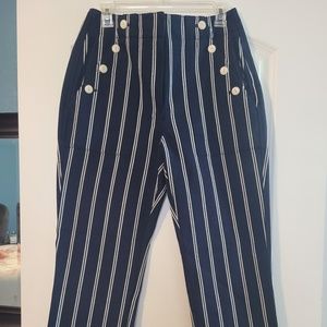 J Crew Blue & White Striped "Sailor style" ankle l